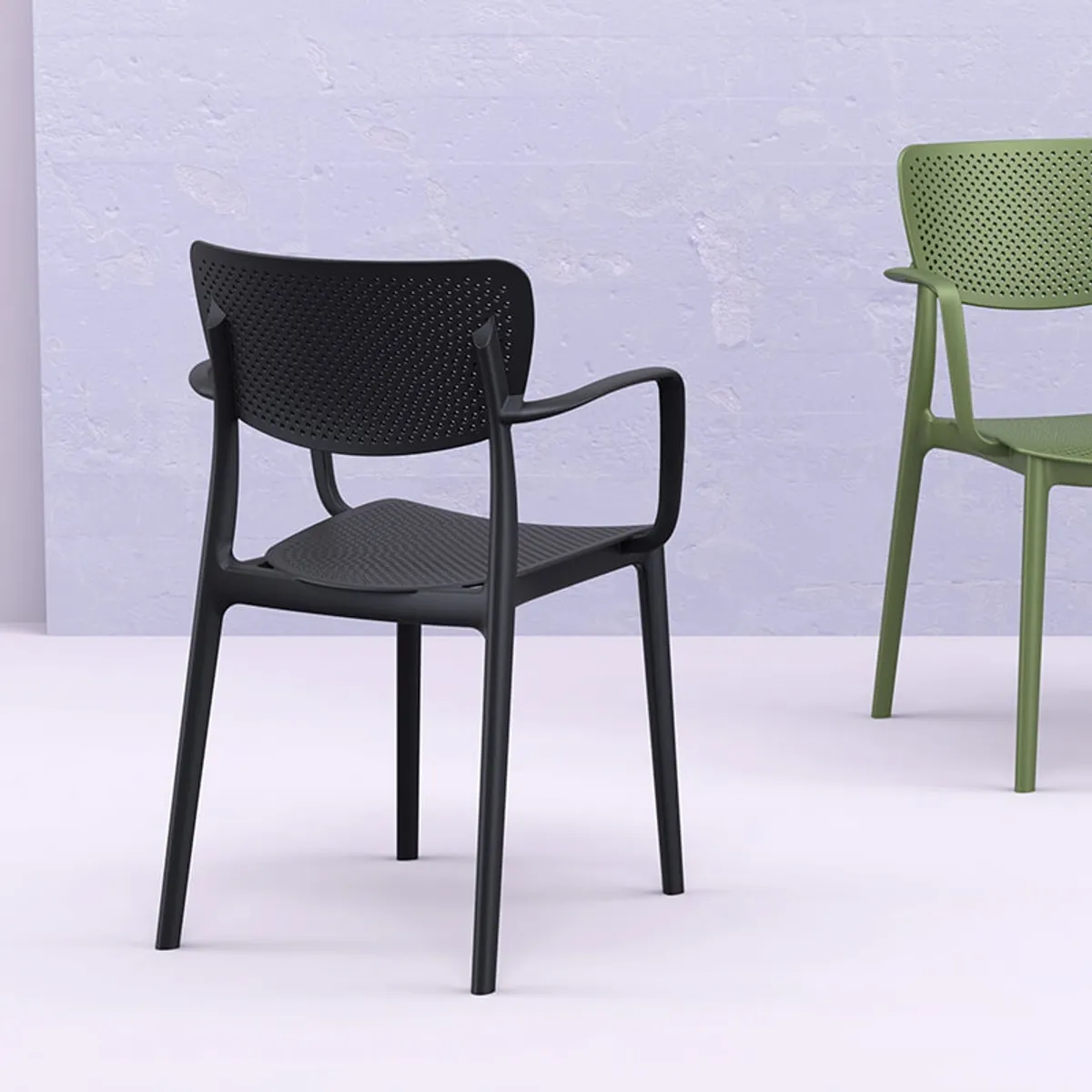 Loft - Chaise moderne avec accoudoirs en polypropylène micro perforé — vue 3