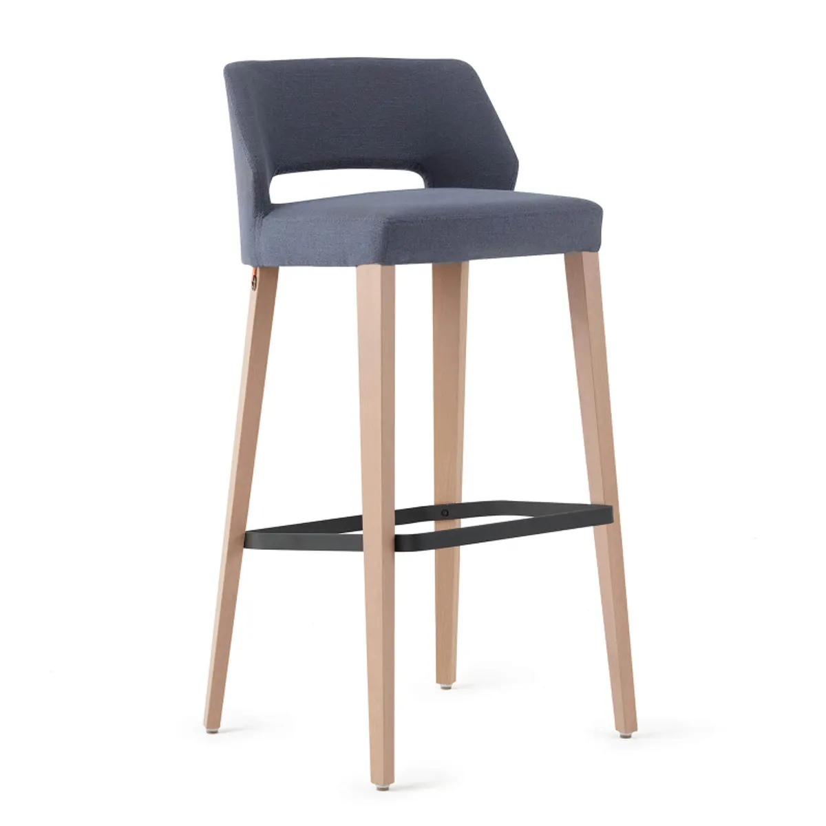 Lena Mobitec ® - Tabouret de bar en tissu avec dossier bas et pieds en bois