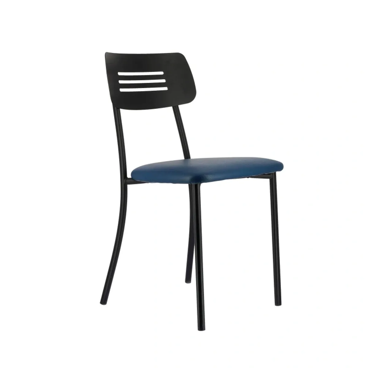 Miro 2 - Chaise de cuisine en simili rembourrée avec pieds et dossier strié en métal