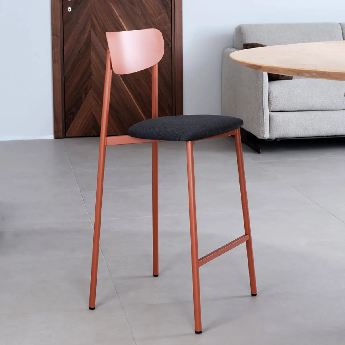 Colette Carrier® - Tabouret snack français en métal avec assise en tissu