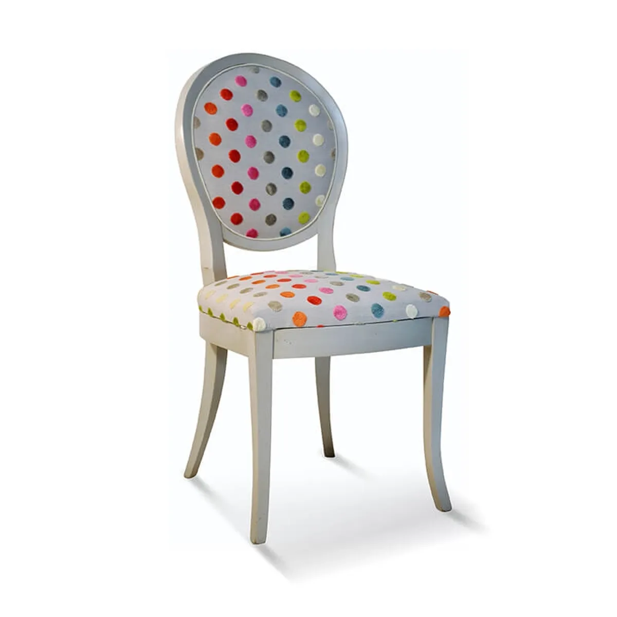 Pauline - Chaise médaillon en bois massif et tissu fabrication française — vue 4