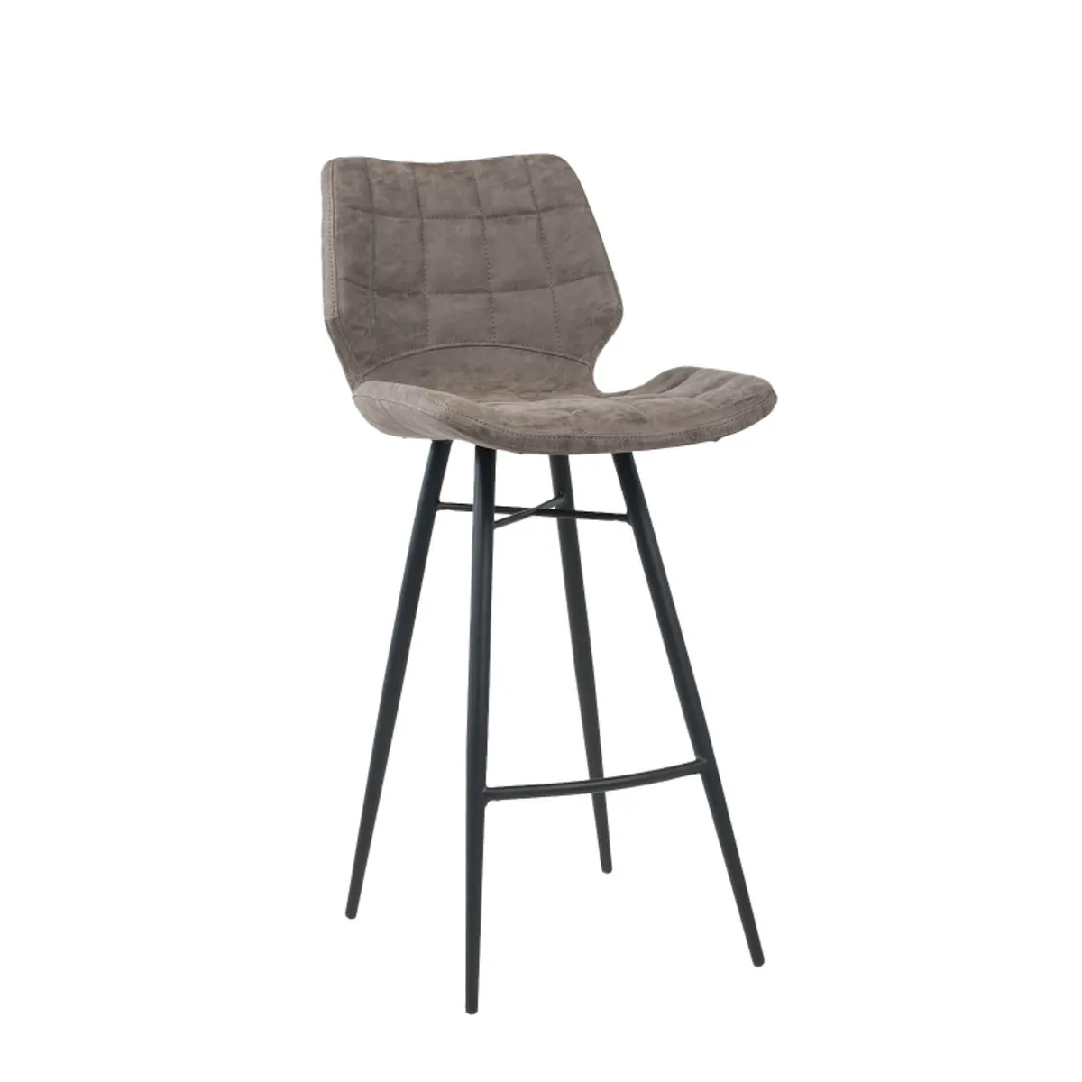 Impia - Tabouret design coque matelassée patinée et pieds en métal noir — vue 3