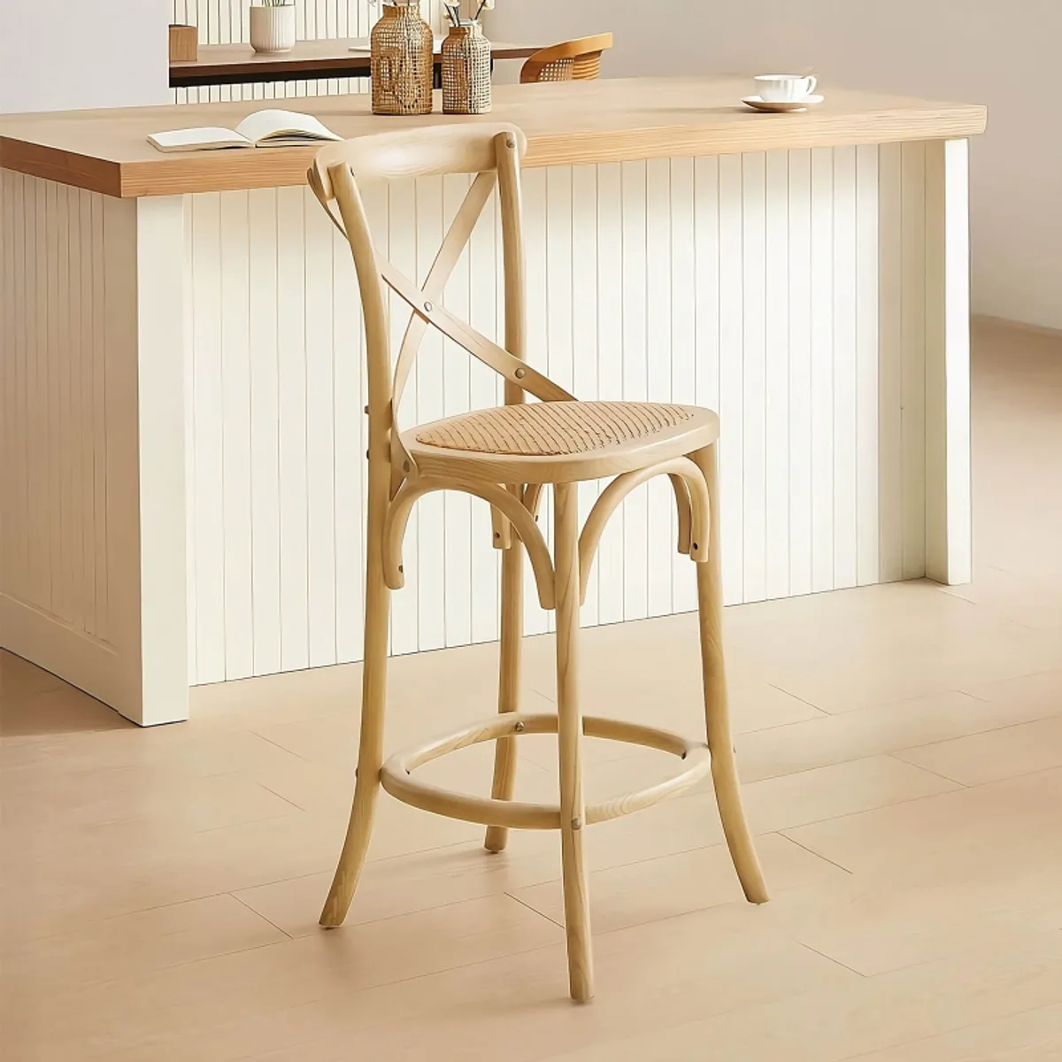 Cabaret - Tabouret snack style bistrot en bois