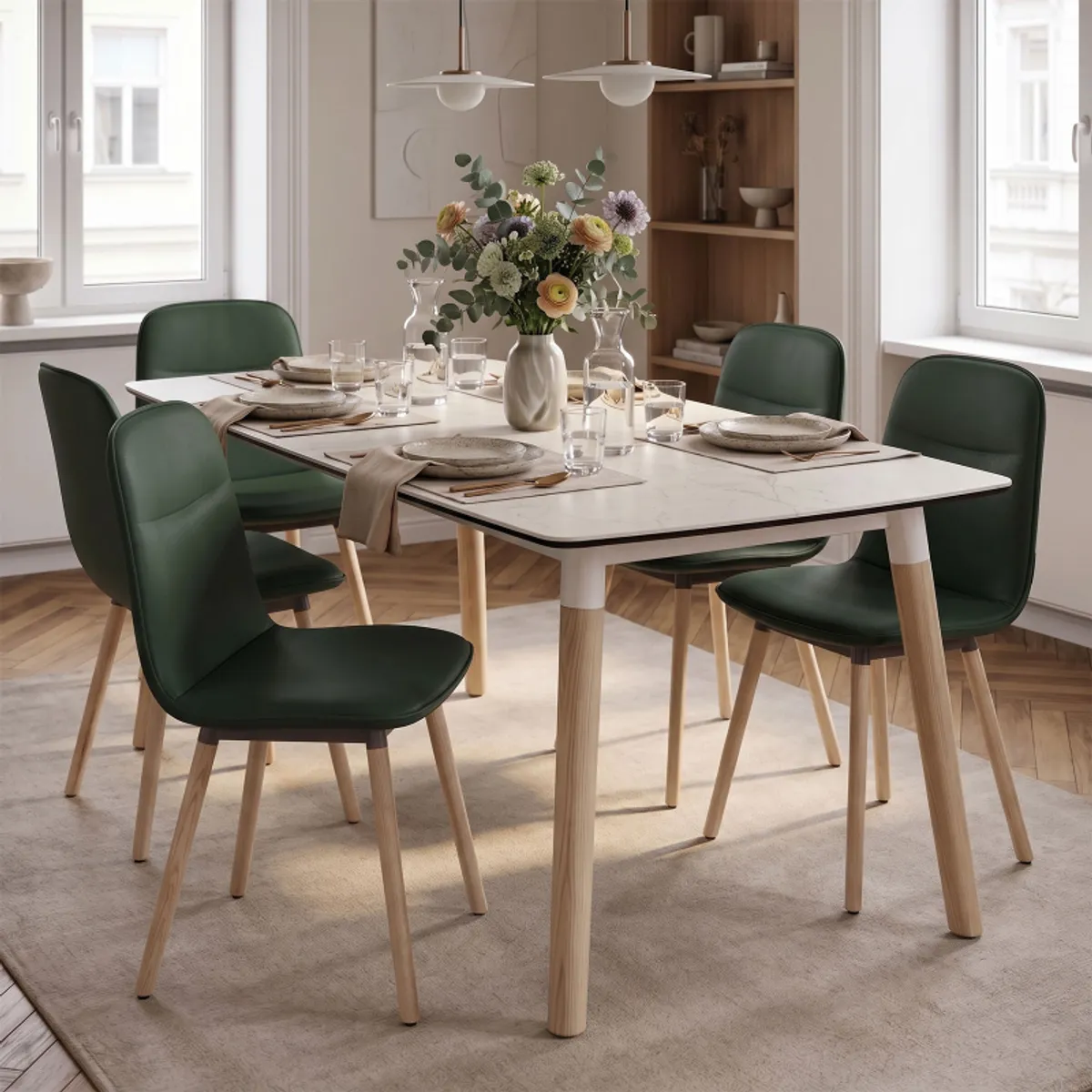 Köln Mobliberica® - Table céramique avec pieds bois