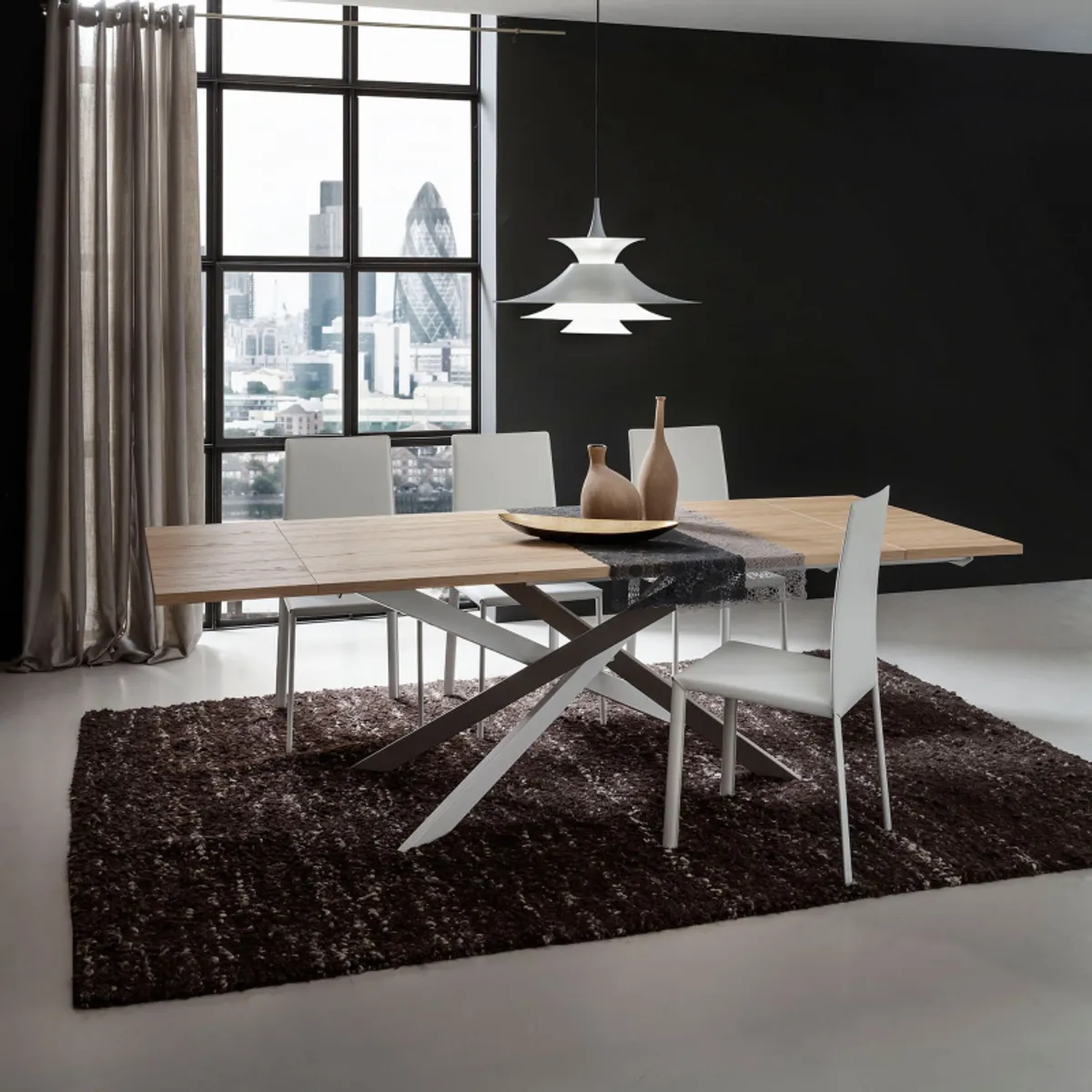 Renzo - Table de salle à manger design extensible en stratifié
