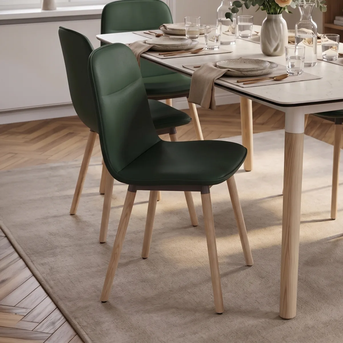 Köln Mobliberica® - Chaise rembourrée tissu et pieds bois