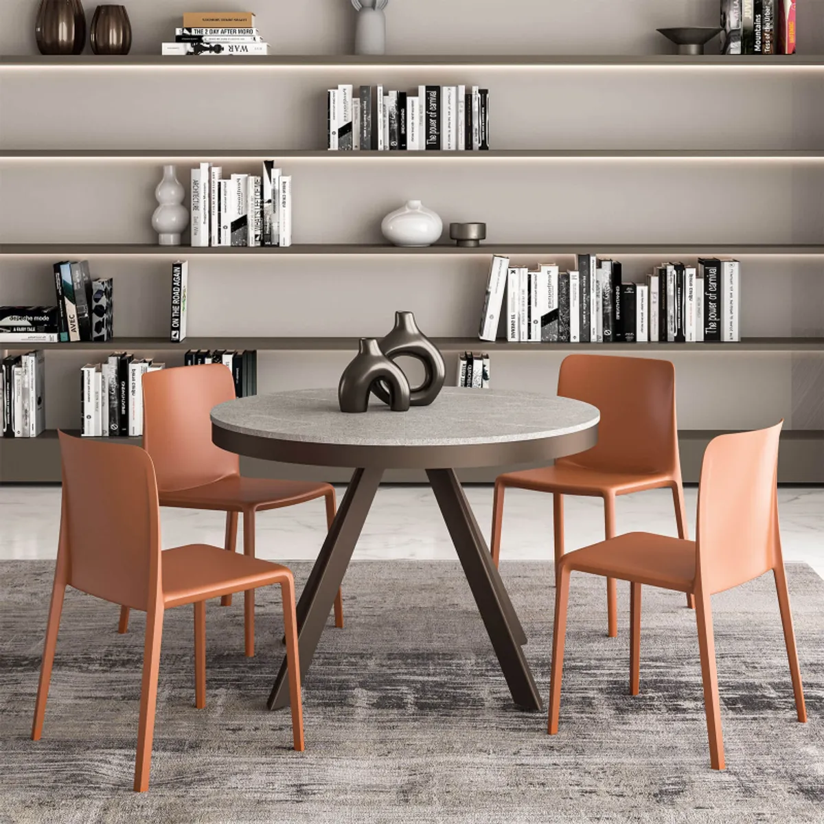 Petalo - Table ronde design extensible avec pieds en métal