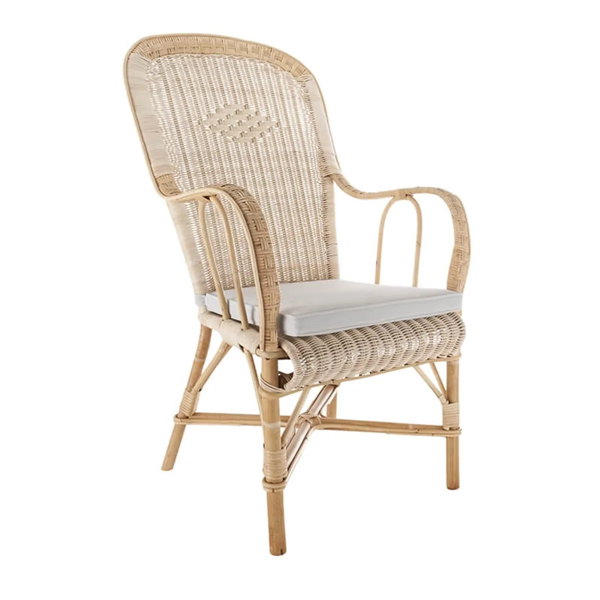 Grand père Marcel - Fauteuil dossier haut en rotin vintage — vue 4