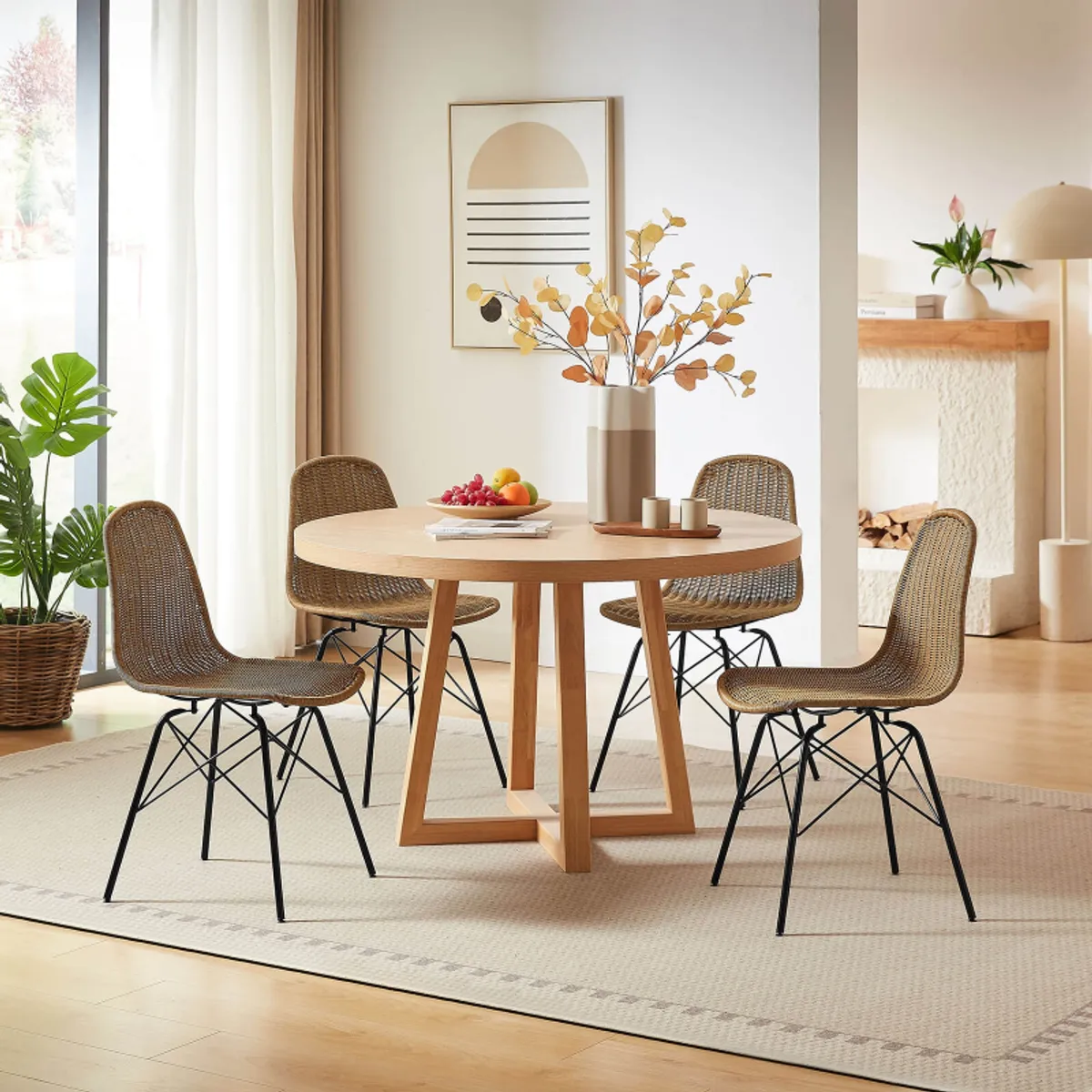 Bornéo - Chaise tressée bohème avec pieds Eiffel — vue 5