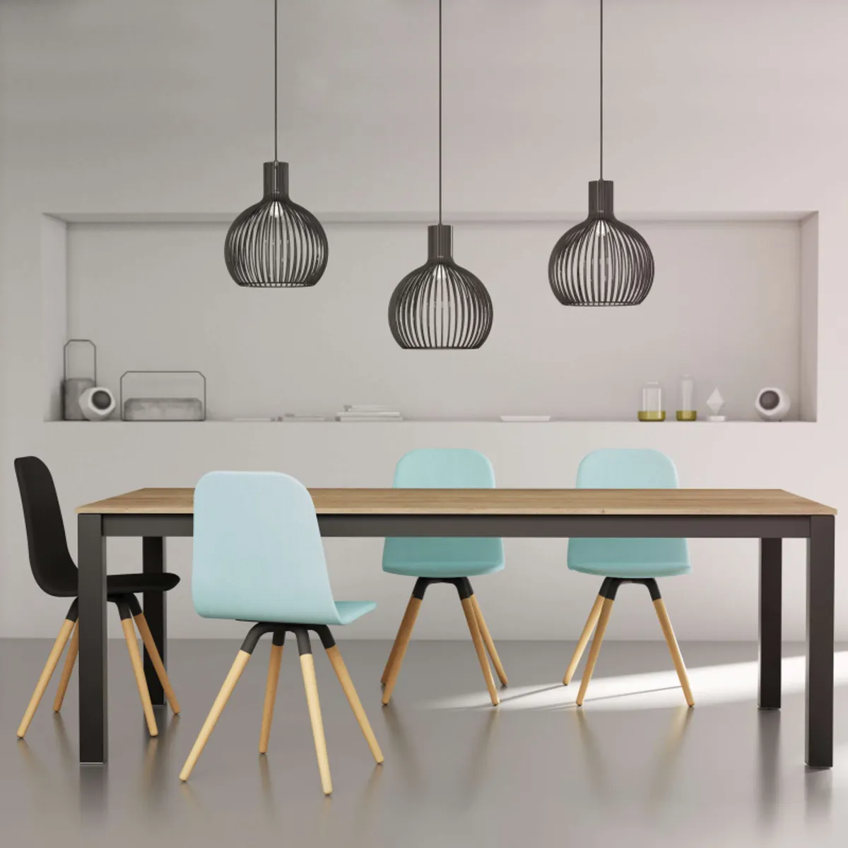 Kyoto - Table extensible en stratifié et pieds en métal — vue 4