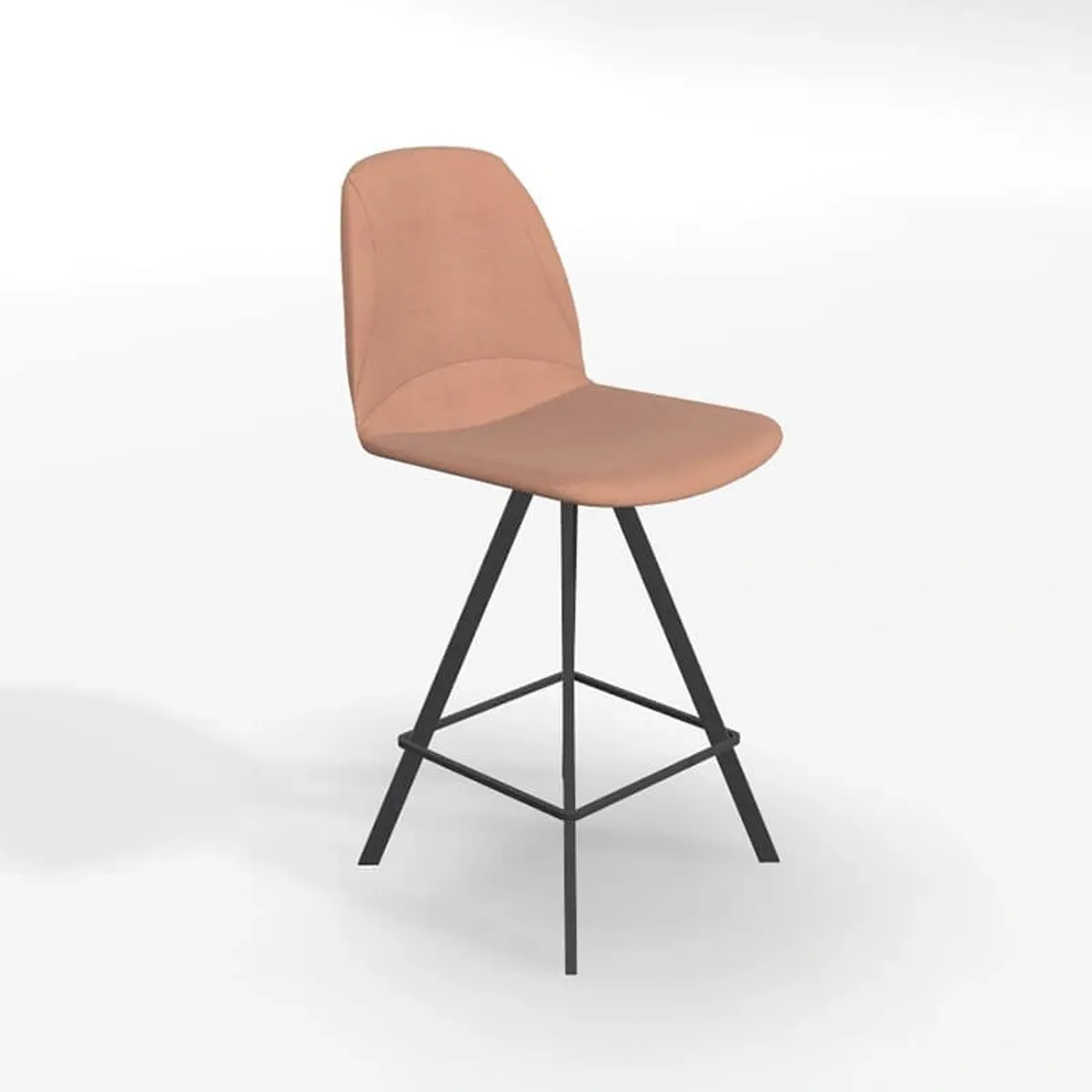 Girona - Tabouret pivotant avec dossier hauteur snack en tissu