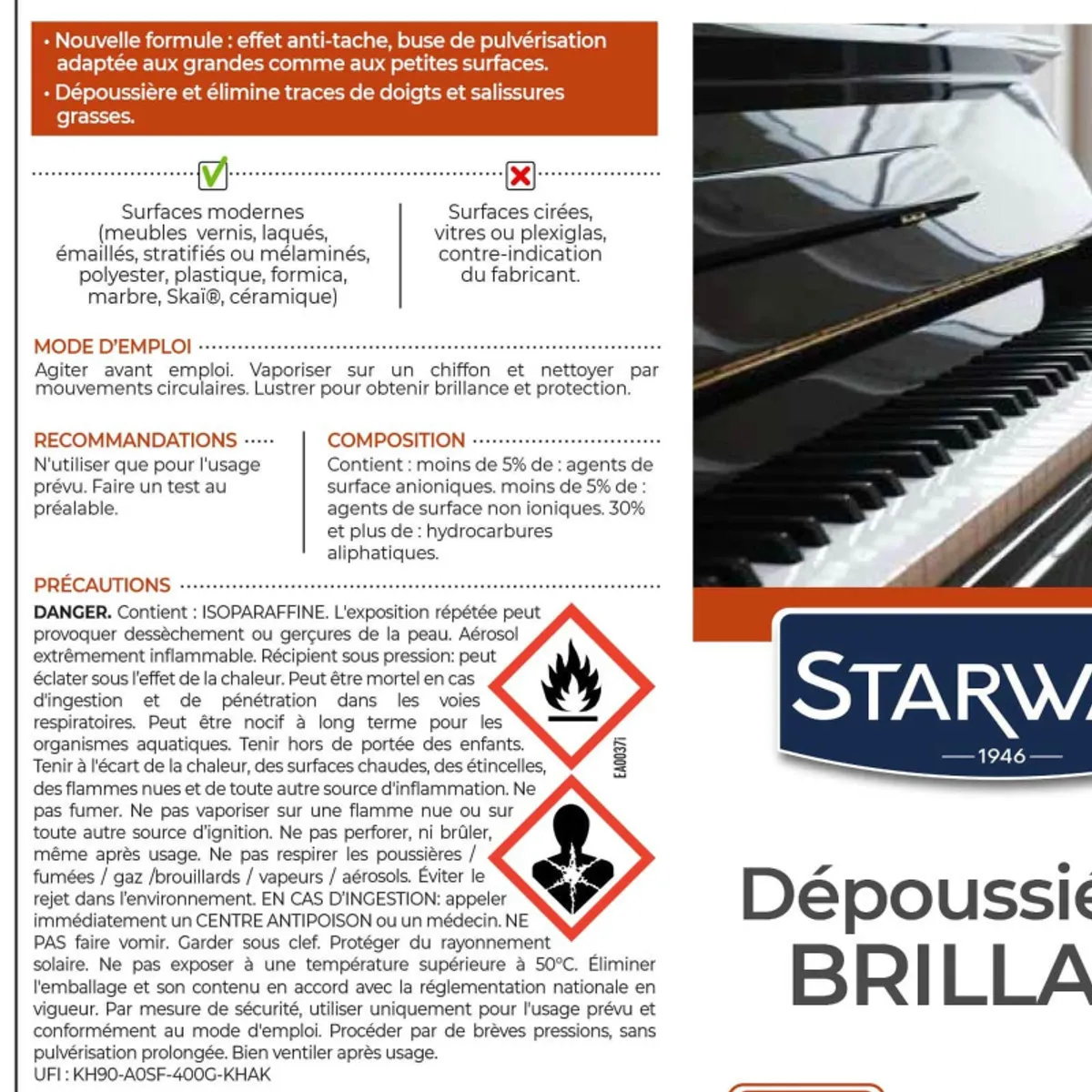 Nettoyant brillant Starwax® - Nettoyant dépoussiérant brillant pour mobilier d'intérieur 400 ml — vue 3