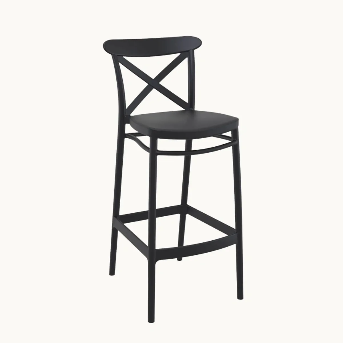 Cross - Tabouret de bar moderne avec dossier en polypropylène