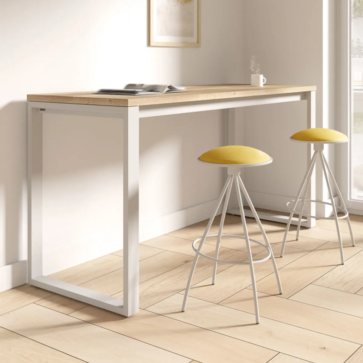 Neox - Table snack en stratifié pieds forme traineau en métal faible profondeur — vue 4