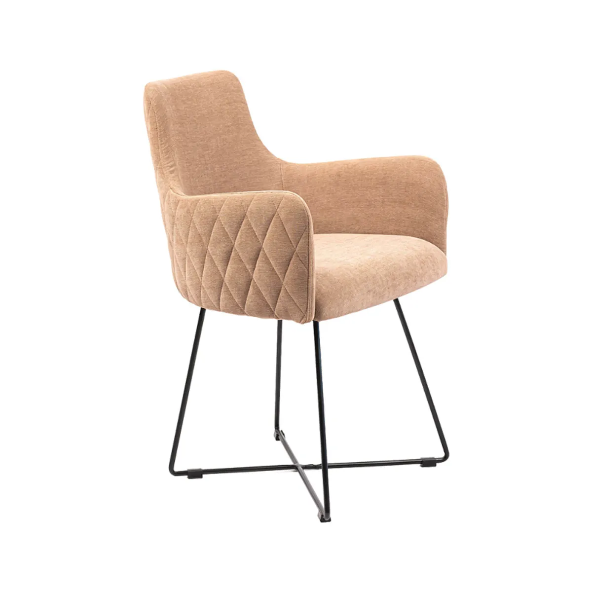 Anders diamant - Fauteuil design en tissu dos matelassé et pieds métal — vue 4