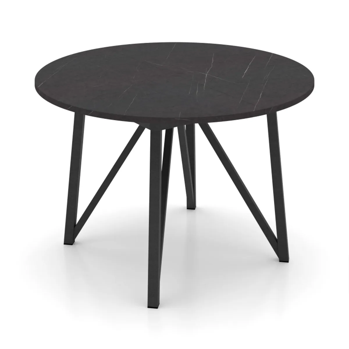 Clair de Lune - Table ronde extensible en stratifié imitation marbre avec pieds en métal anthracite — vue 3