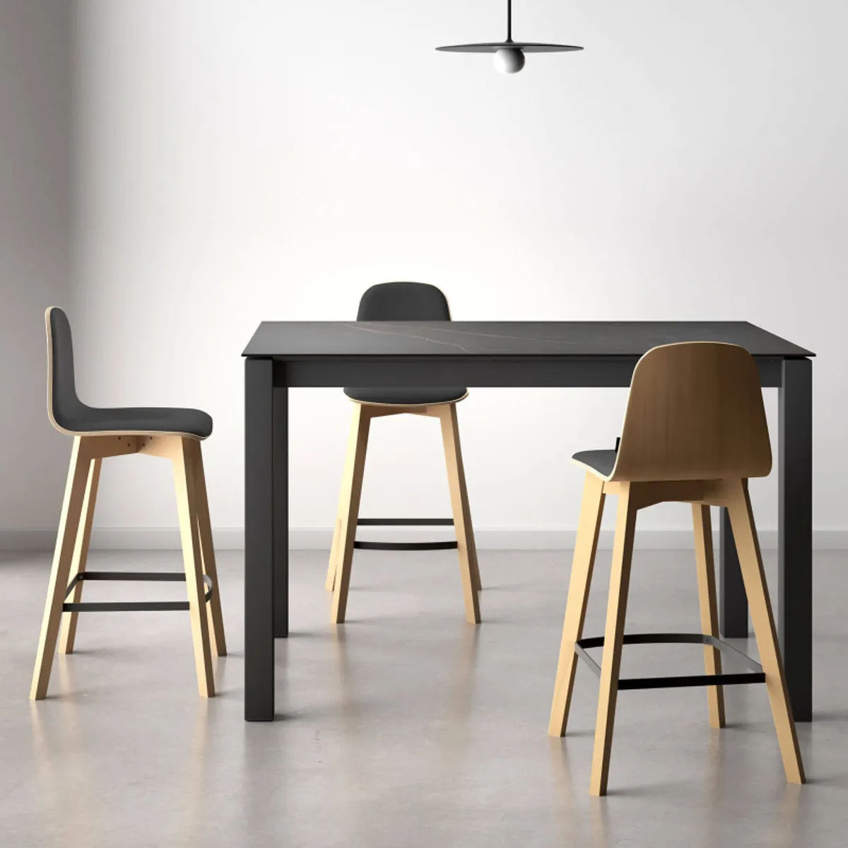 Lakera - Table snack en Dekton rectangulaire avec pieds en métal
