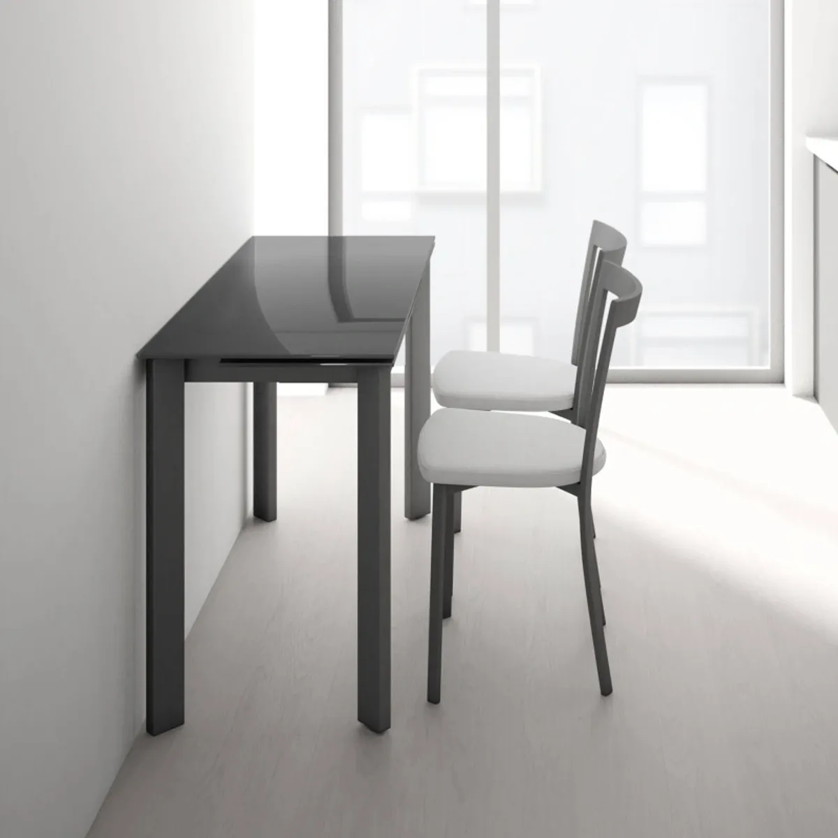 Poker Minor - Table petit espace extensible en verre