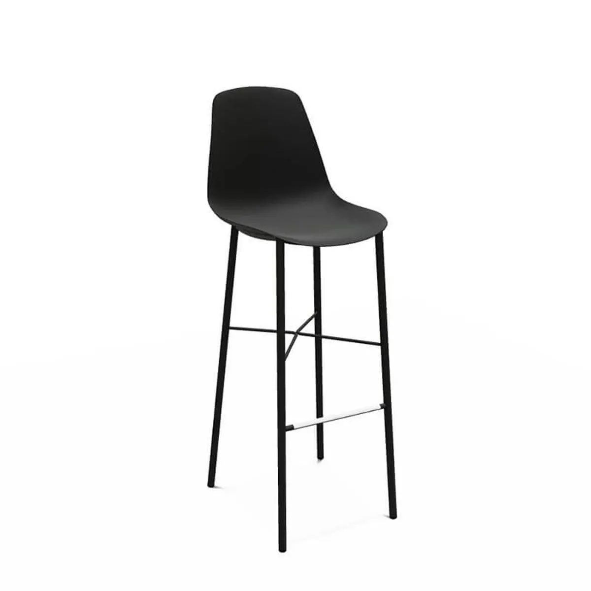 Cloe - Tabouret de bar belge moderne avec coque en polypropylène et pieds en métal