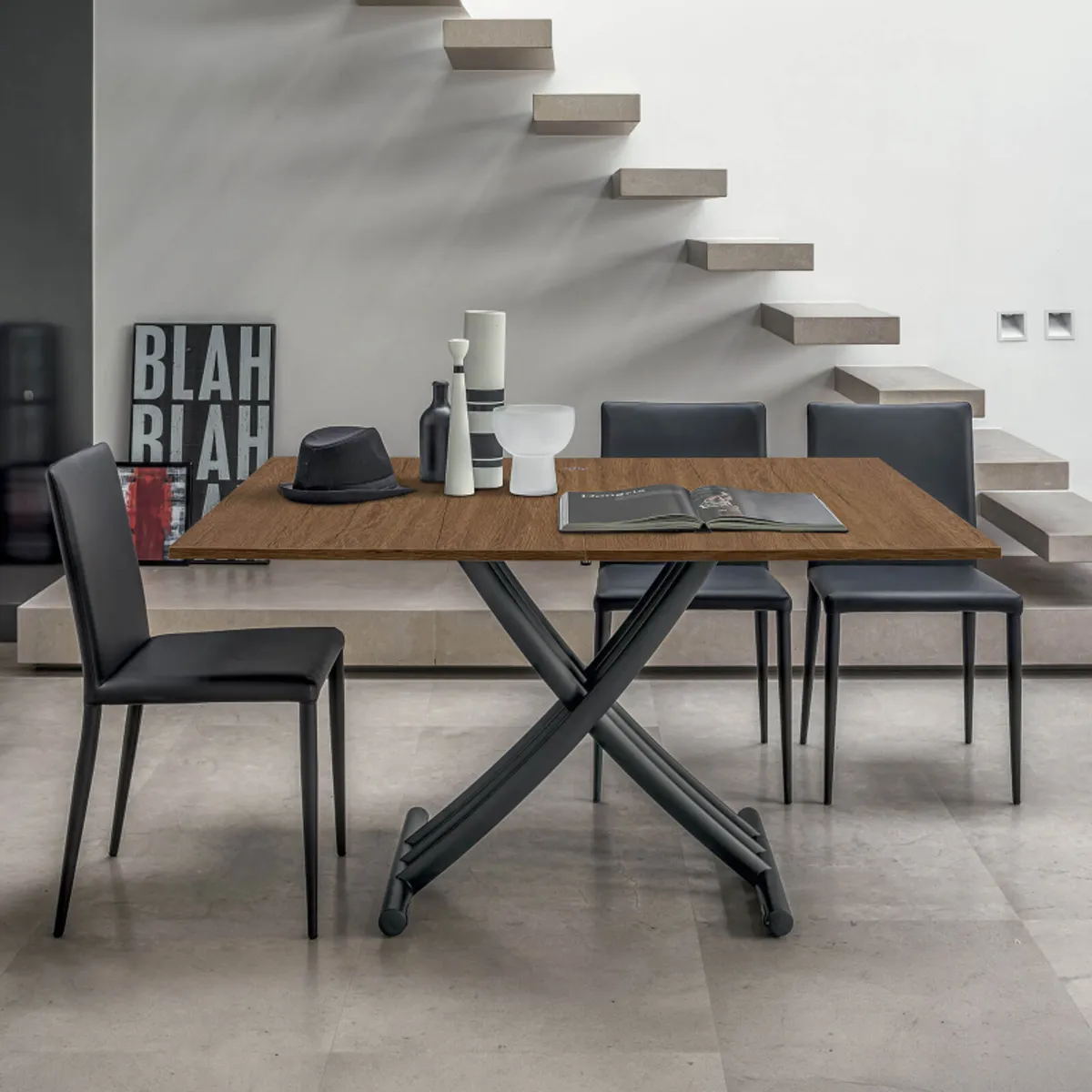 Fenice AT050 - Table italienne relevable et rabattable en mélaminé