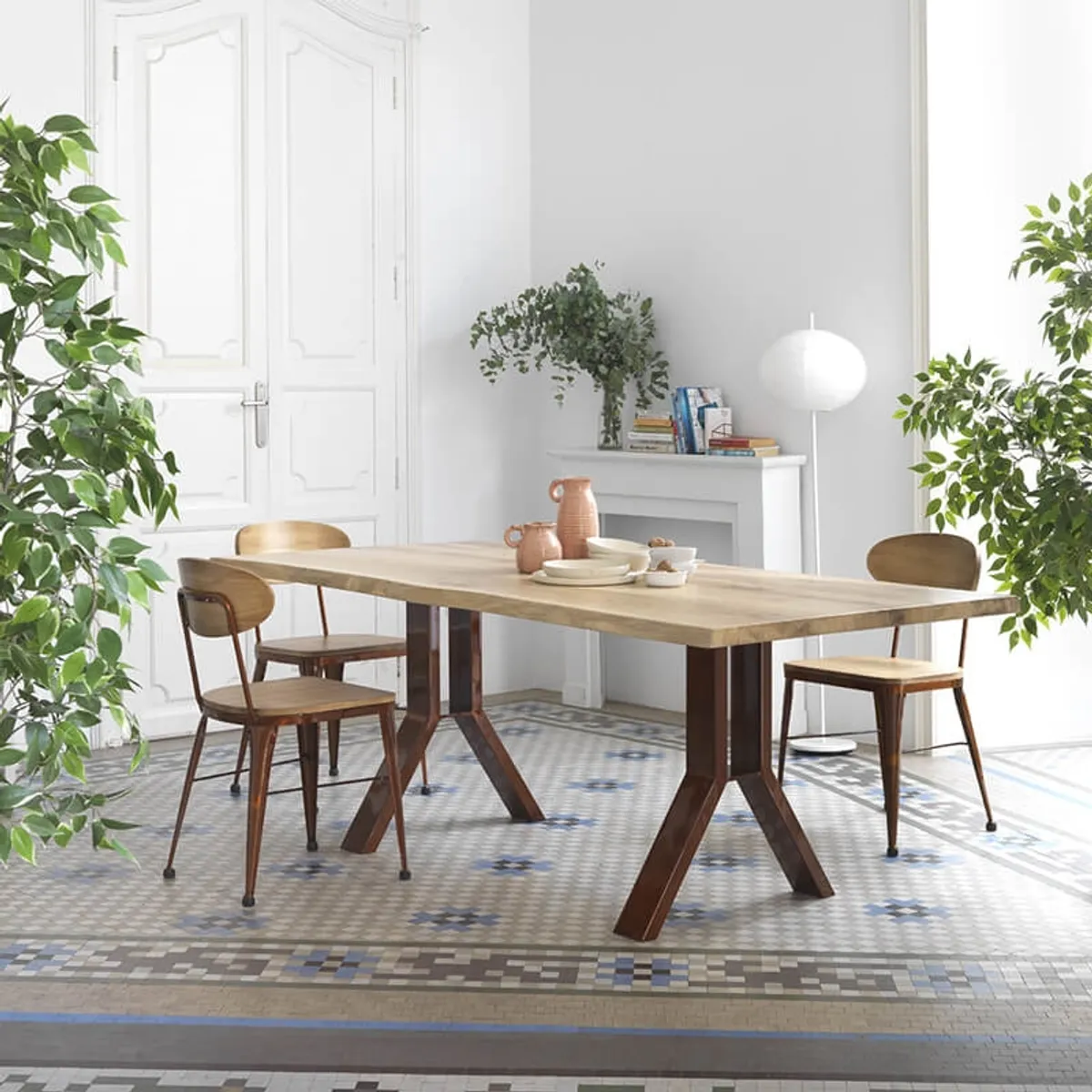 Austin - Chaise industrielle vintage en bois et métal — vue 3