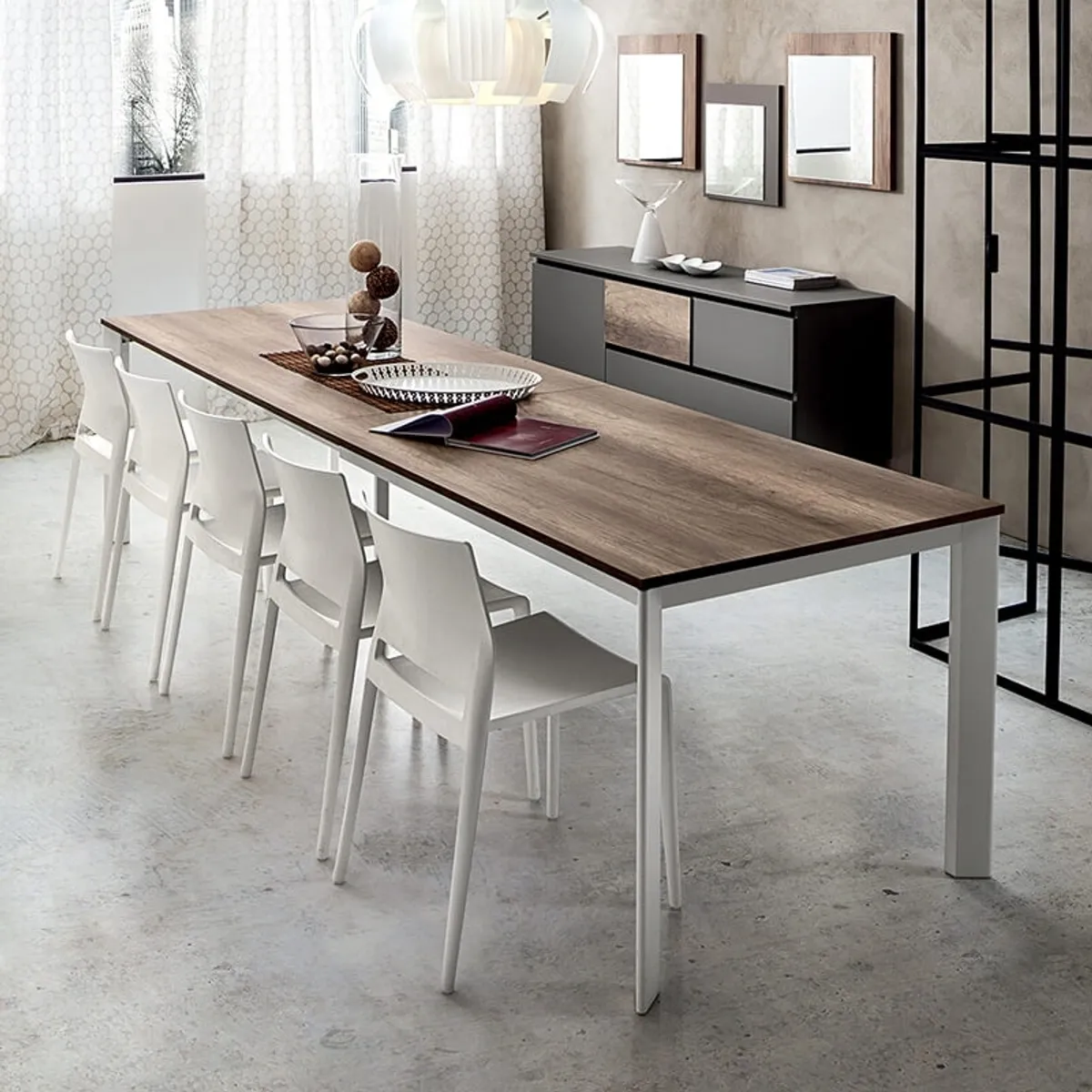 Mario - Grande table extensible rectangulaire en stratifié