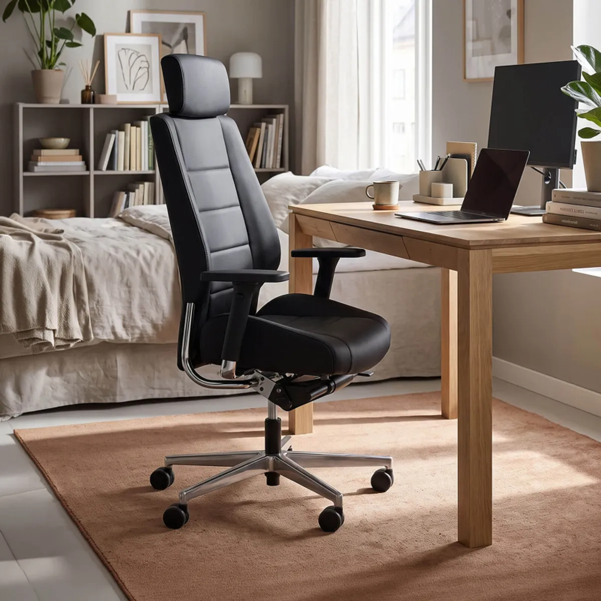 Azkar - Fauteuil de direction en cuir sur roulettes