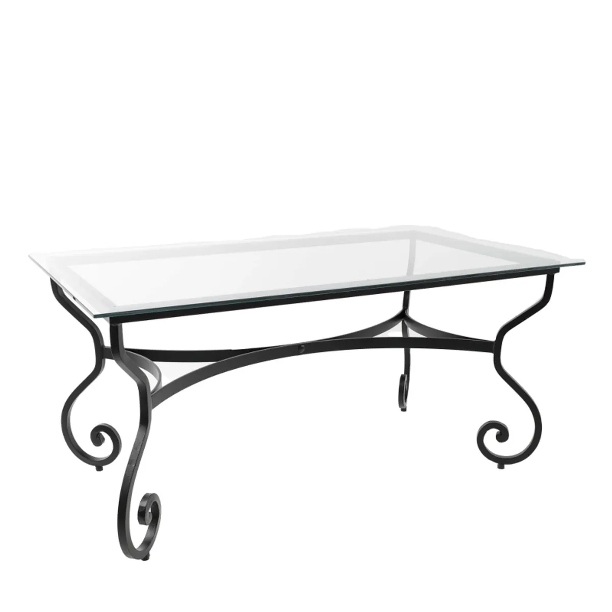 Damasco - Table de jardin provençale plateau verre avec pieds en acier — vue 4