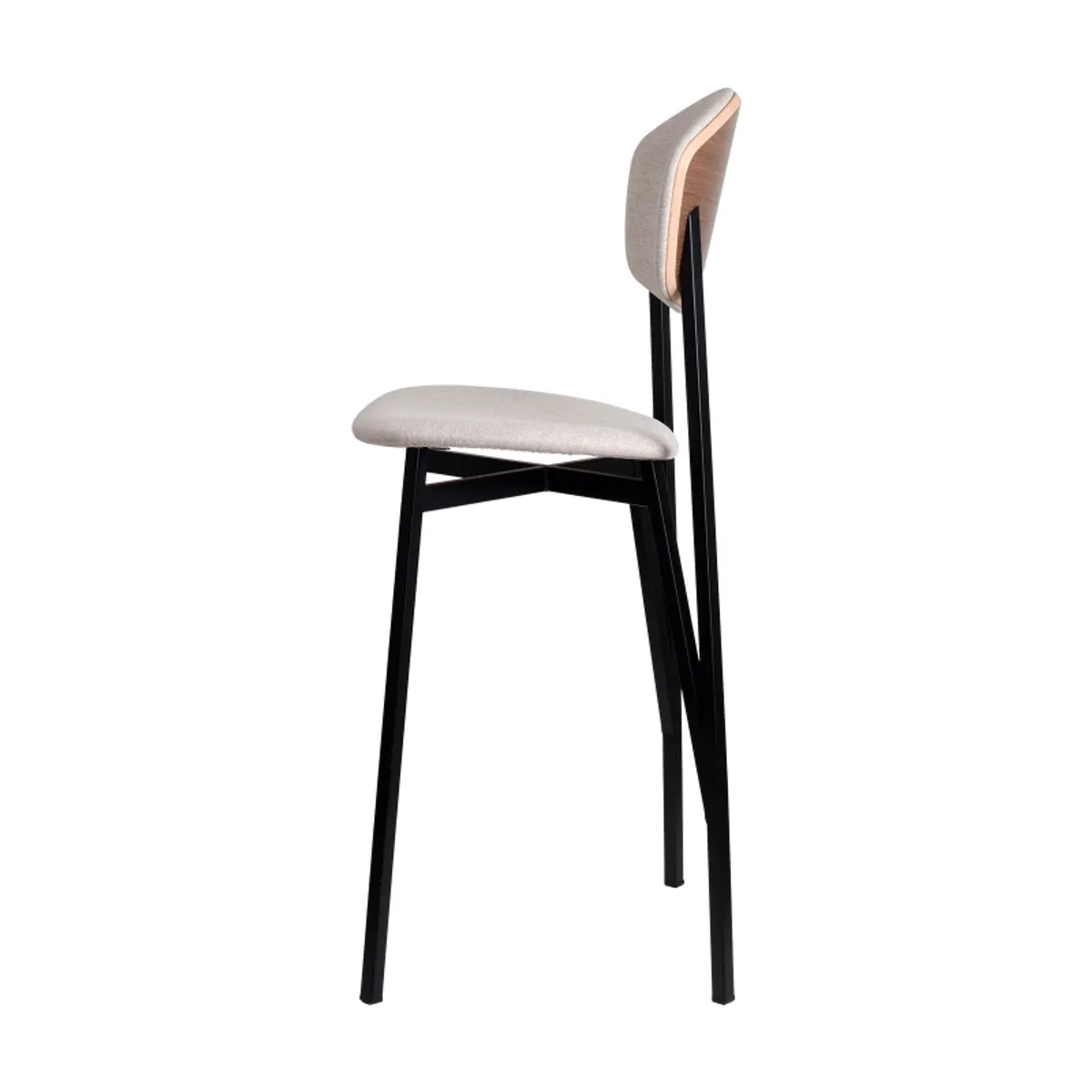 Artémis Carrier® - Tabouret snack design français assise et dossier en tissu dos en bois et pieds en — vue 5