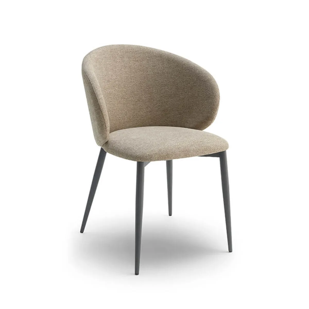 Odette - Fauteuil moderne dossier incurvé en tissu pieds en métal