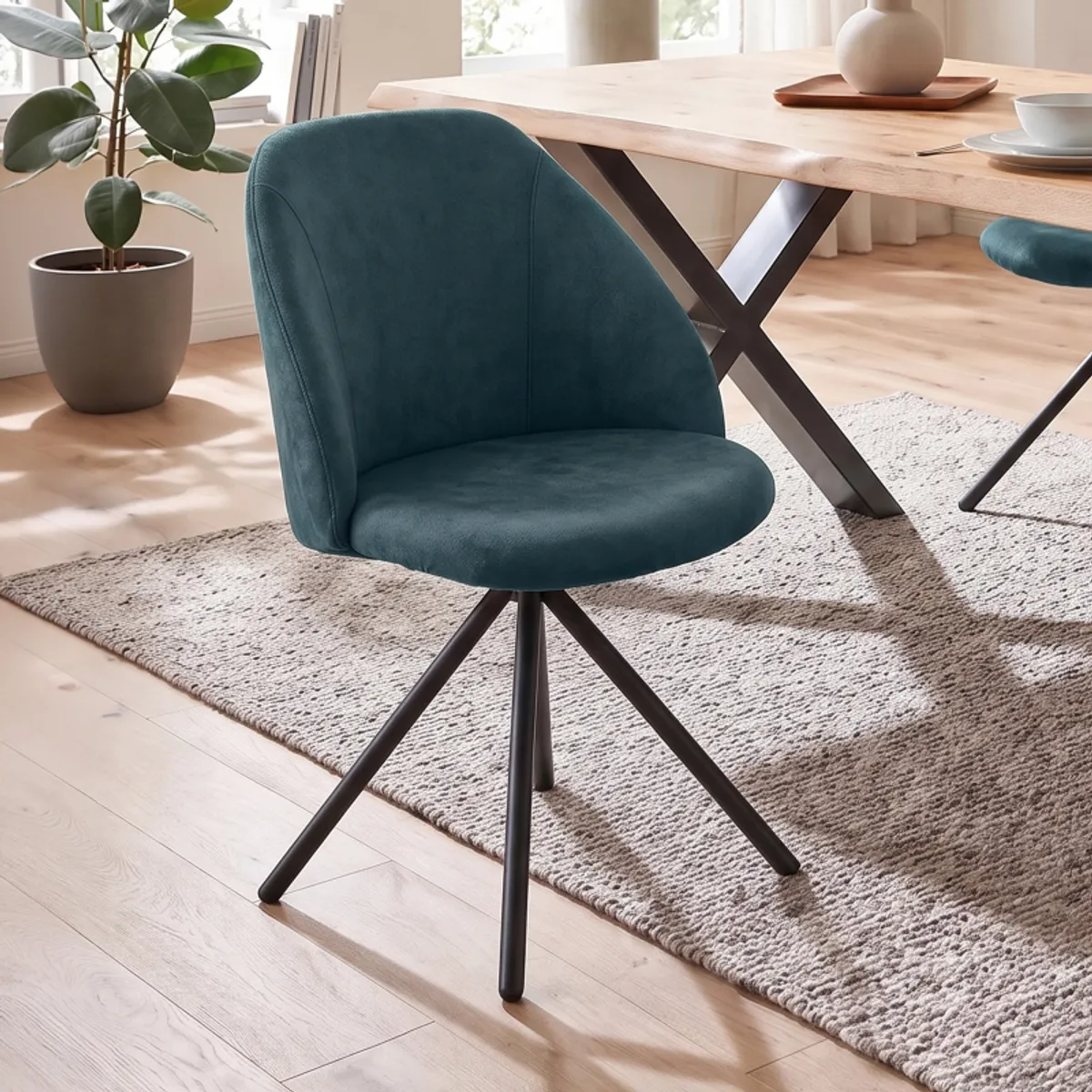 Fixie - Chaise tendance en tissu et pieds en métal