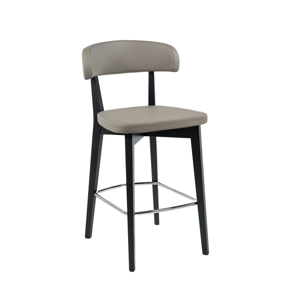 Siren - Tabouret snack en bois massif avec assise et dossier rembourrés — vue 3