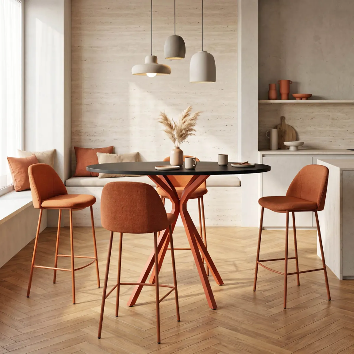 Onyx - Table snack ovale en stratifié avec pieds en métal