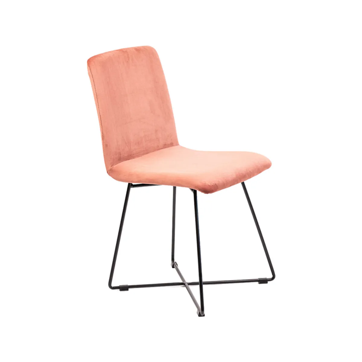 Plaza line - Chaise design en tissu avec dos matelassé et pieds en métal croisés — vue 3