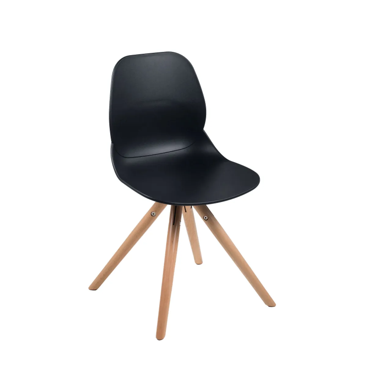 Victoire - Chaise design en polypropylène noir avec pieds en bois — vue 3