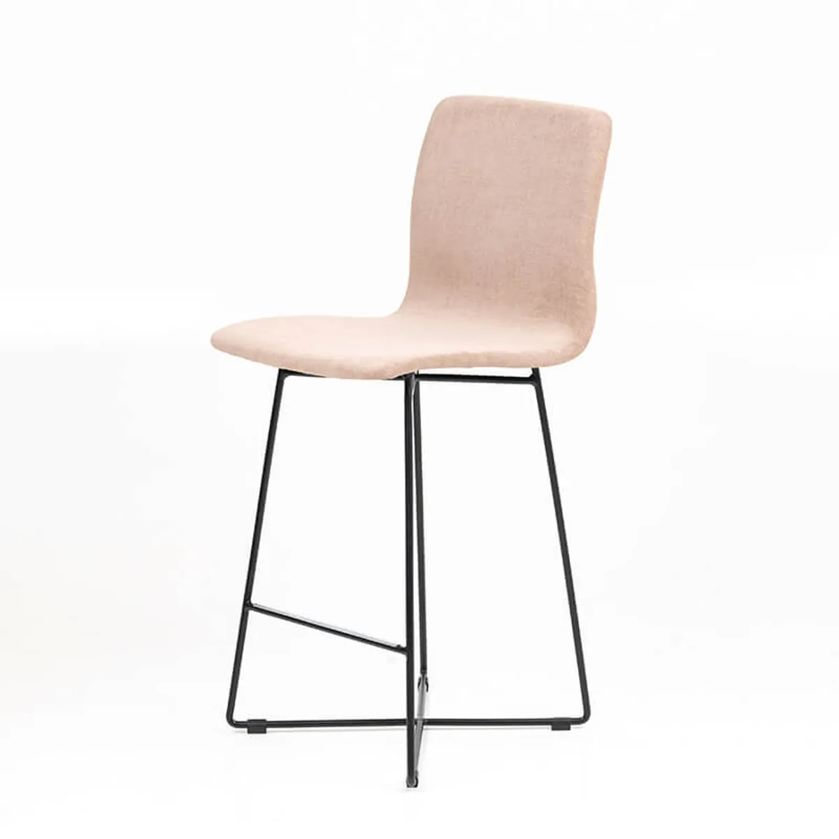 Amelie - Tabouret snack en tissu et pieds métal croisé — vue 4