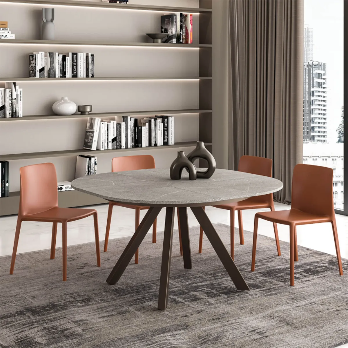 Petalo - Table ronde design extensible avec pieds en métal — vue 4