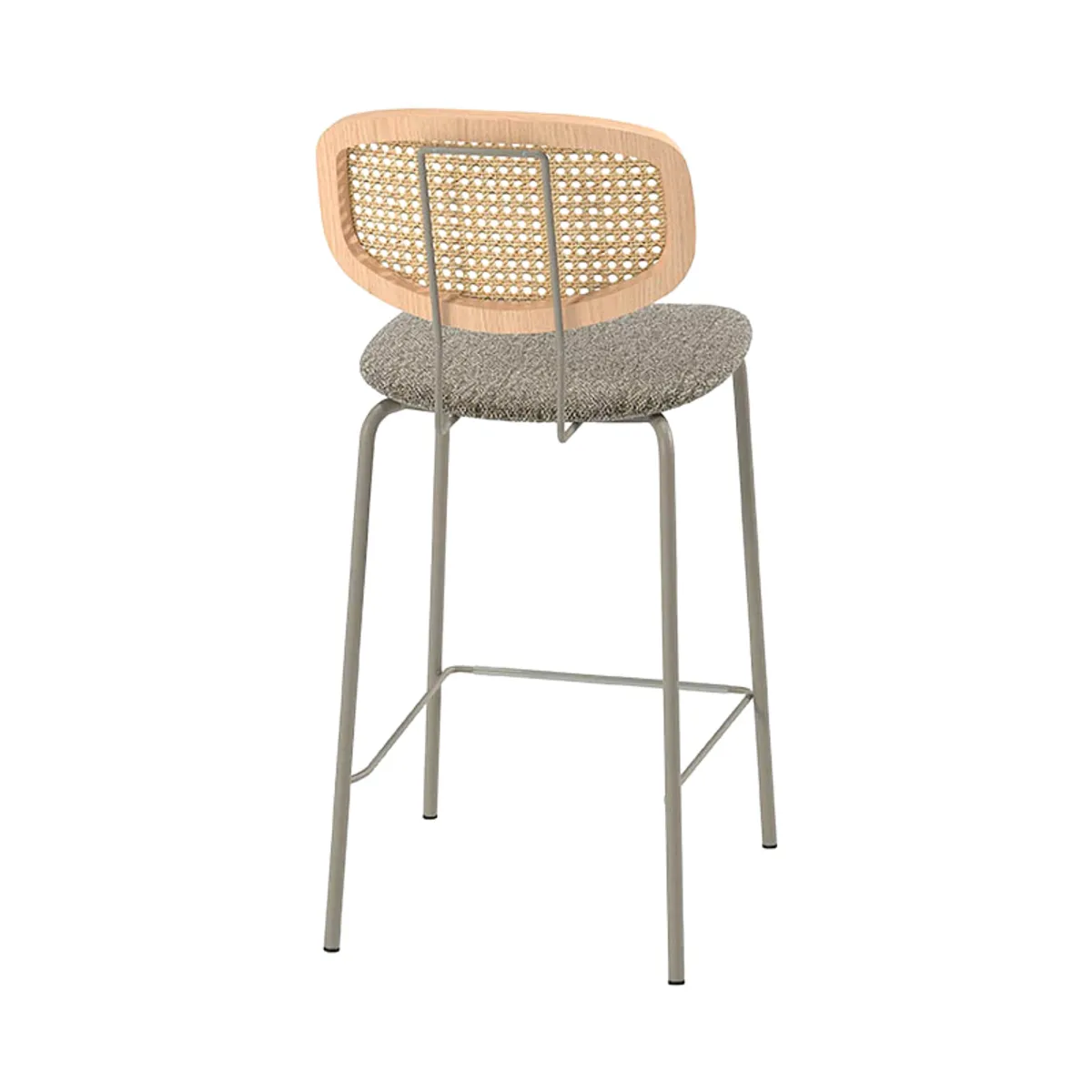 Ritmo - Tabouret snack rétro avec dossier cannage rotin et assise en simili — vue 5