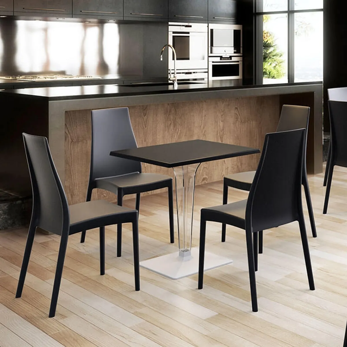 Ice - Table carrée en polycarbonate et stratifié — vue 5