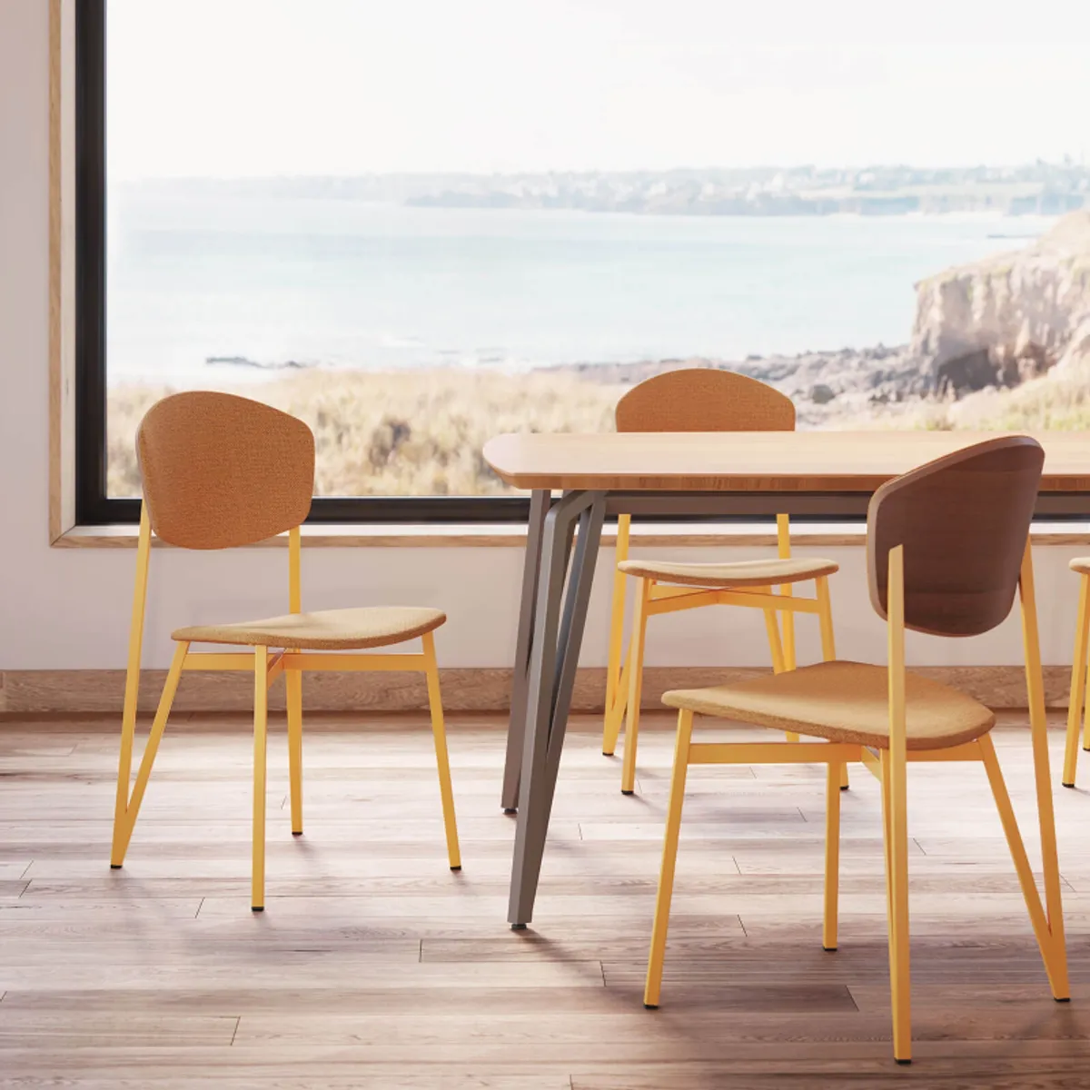 Artémis XL Carrier® - Chaise design française avec assise en tissu, dos du dossier bois et pieds en — vue 3