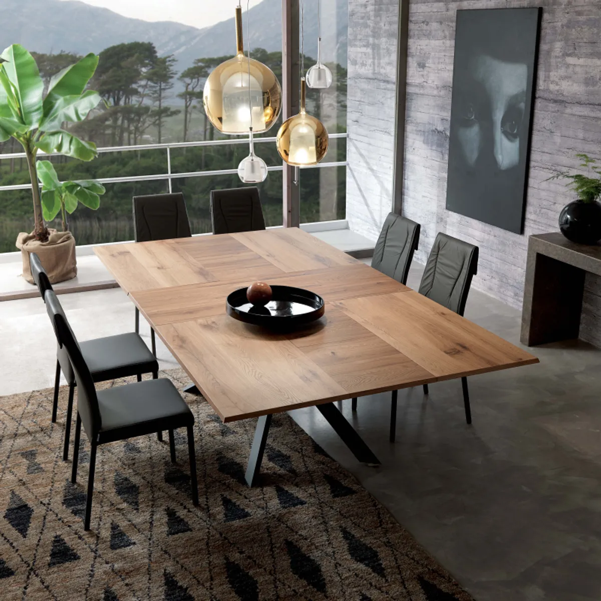 4x4 - Table design extensible rectangulaire en bois et métal — vue 4