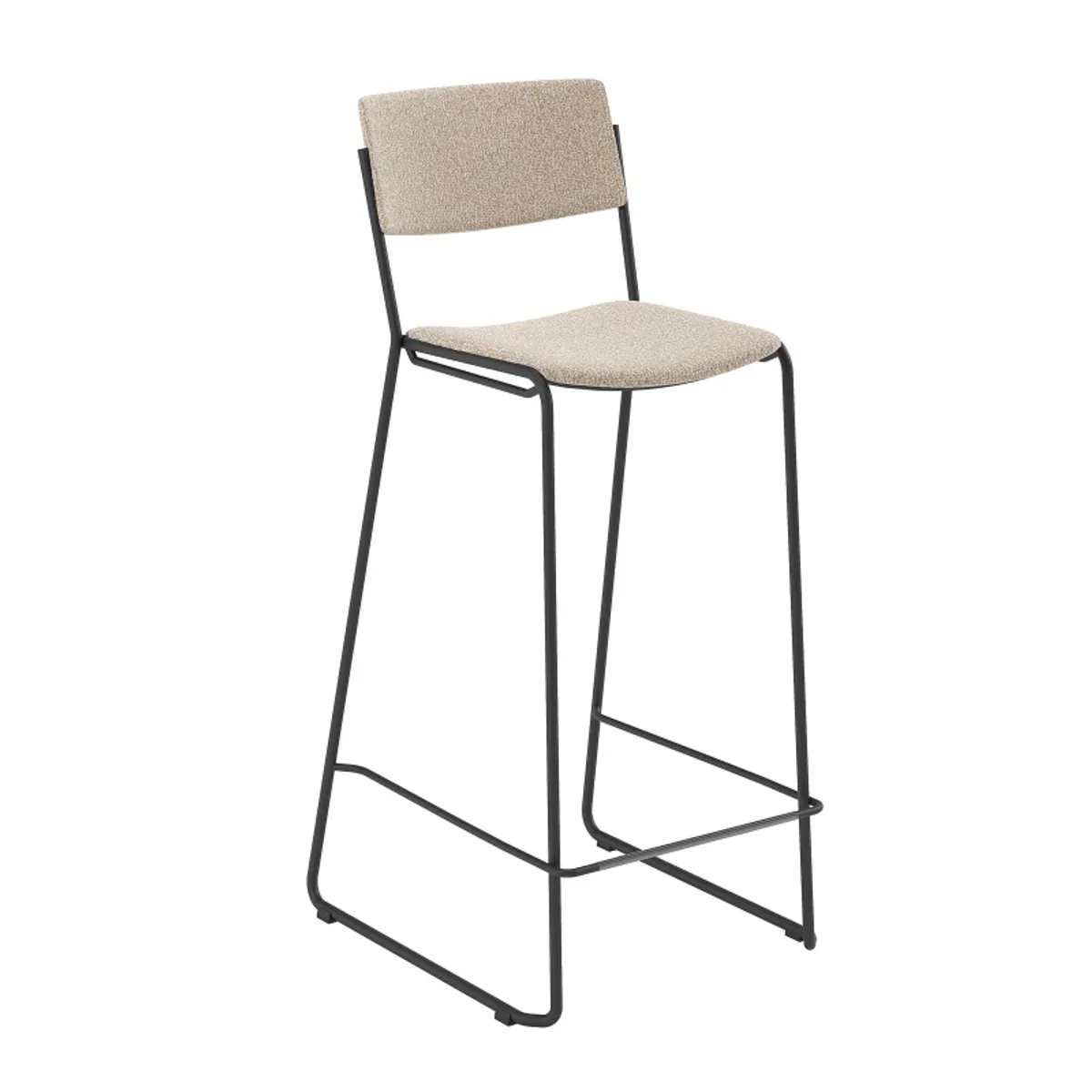 Zoom - Tabouret de bar moderne et épuré en tissu pieds traîneau — vue 3