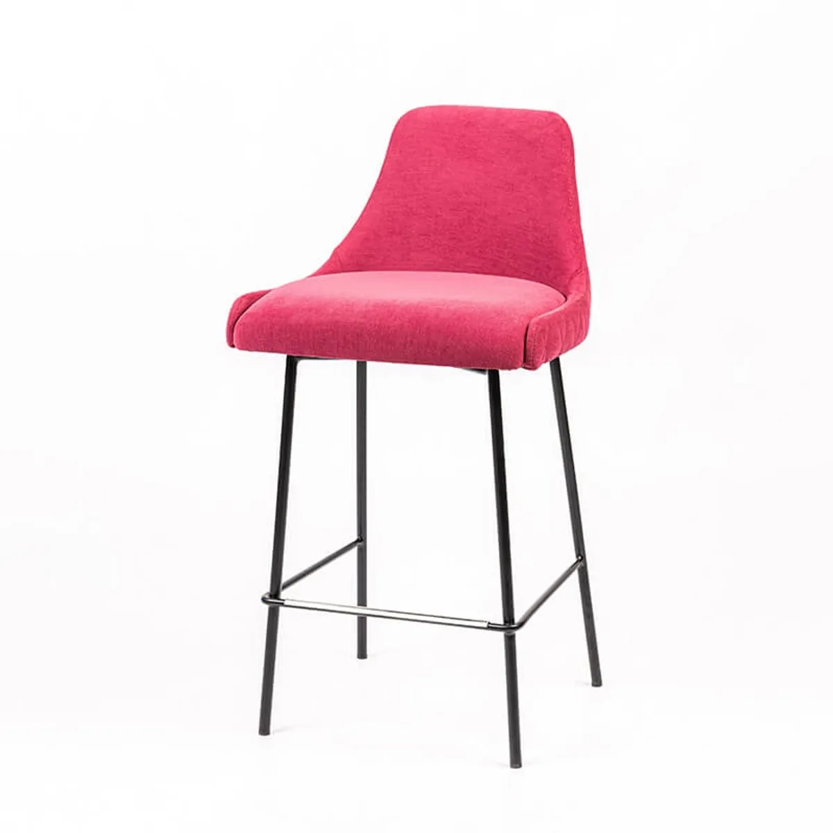 Lars diamant - Tabouret snack en tissu dossier matelassé pieds en métal — vue 3