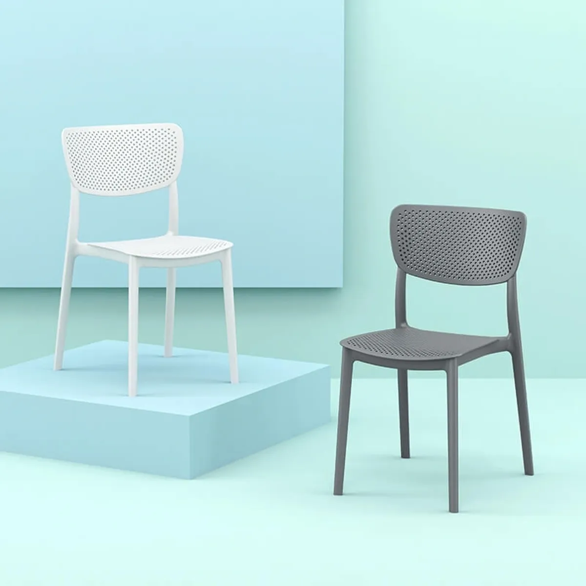 Lucy - Chaise moderne en polypropylène micro perforé — vue 3