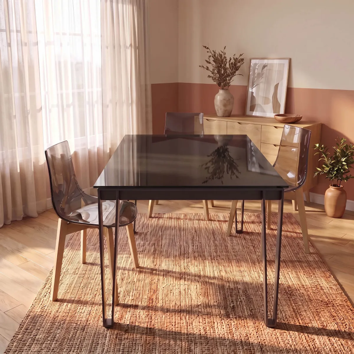 Okaso - Table design en verre pour salle à manger