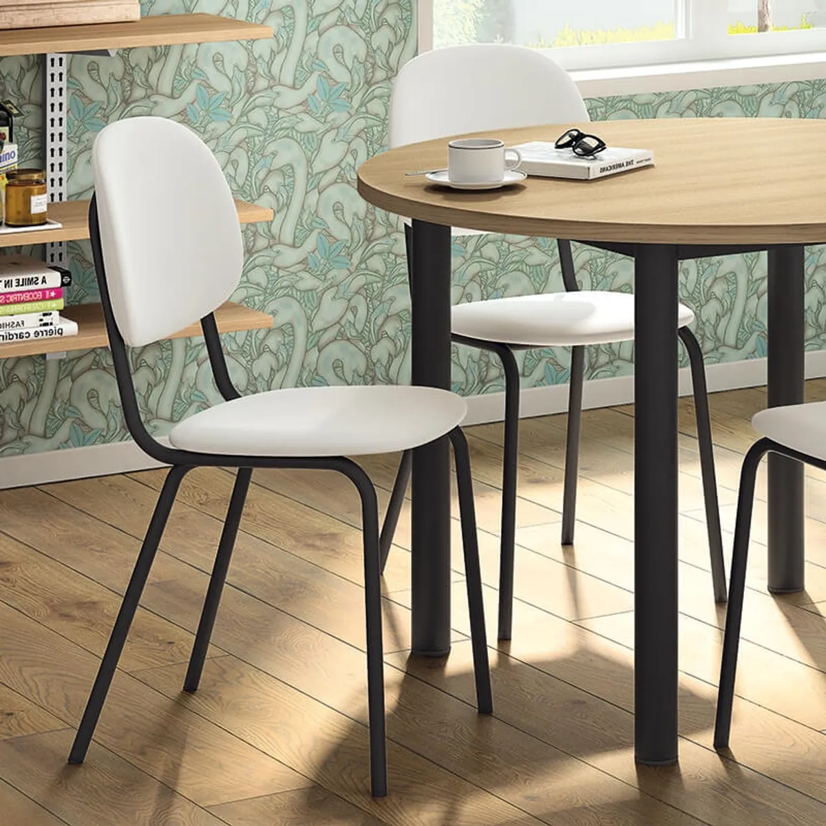 STR5 - Chaise de cuisine vintage en simili et métal — vue 5