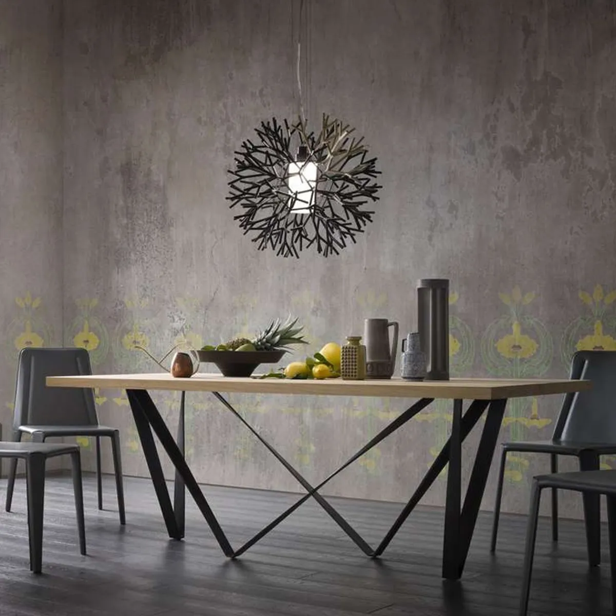 Wave - Table design extensible avec pied en métal