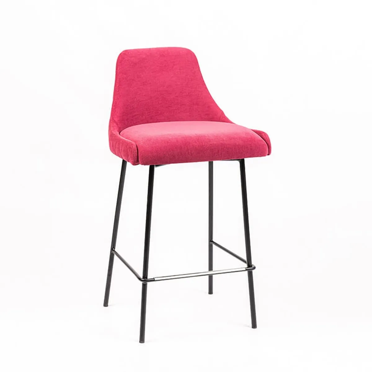 Lars diamant - Tabouret snack en tissu dossier matelassé pieds en métal