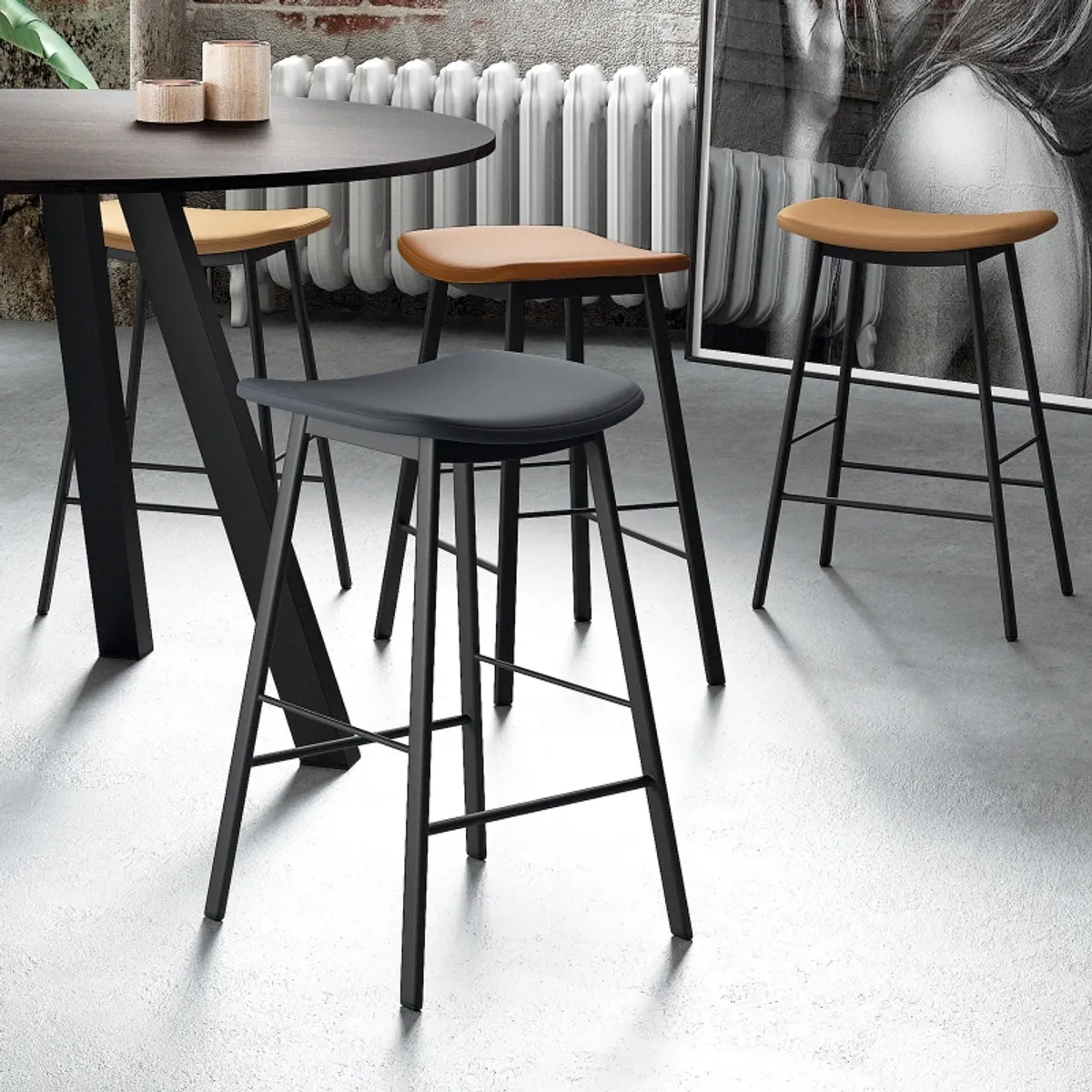 Ami - Tabouret snack en tissu sans dossier fabriqué en Belgique