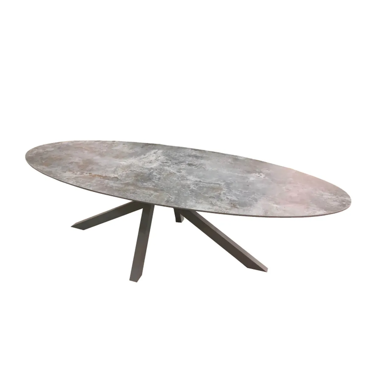 Moon - Table design ovale en dekton pied central — vue 3